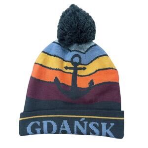 Gdansk Baltic Anchor Nautical Colorful Knit Beanie, NWOT